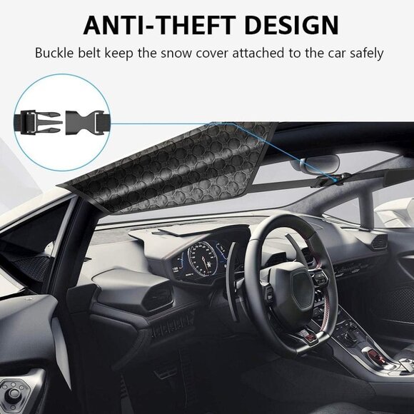 Windshield Cover for Ice and Snow Thickened Windproof Winter Cover with Hooks - Picture 5 of 9